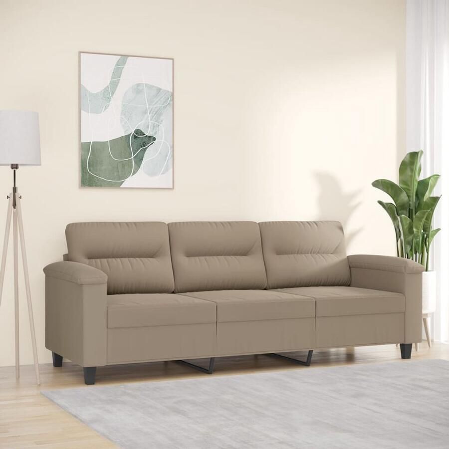 VidaXL Driezitsbank Microvezelstof 180 cm Taupe Drie Zitsbank Microfiber Bank Lounge Bank Banks Kopen Salon Meubilair