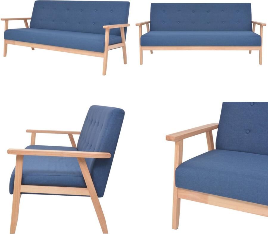 VidaXL Driezitsbank stof blauw Bank Banken Stoffen Bank Stoffen Banken