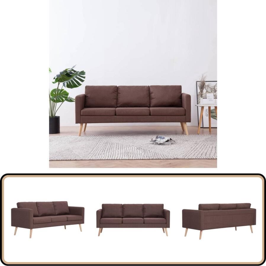VidaXL Driezitsbank Stof Bruin 168x70x73 cm Drie Gezitsbank Bruine Bank Lederlook Bank Comfortabele Bank Salon Meubilair