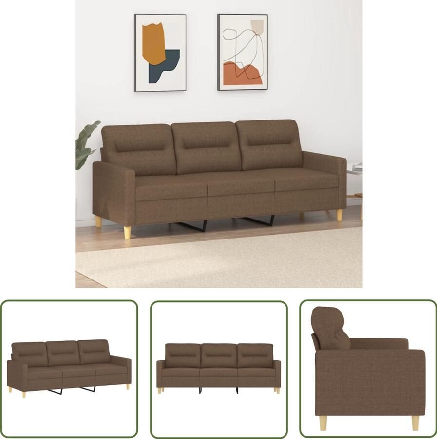 VidaXL Driezitsbank Stof Bruin 180 cm Bruine Bank 3 Zits Bank Banks Kopen Lounge Meubels Salonmeubelen Bruine Sofa Comfort Bank Stijlvolle Bank Lederlook Bank Ruime Bank Luxe Bank