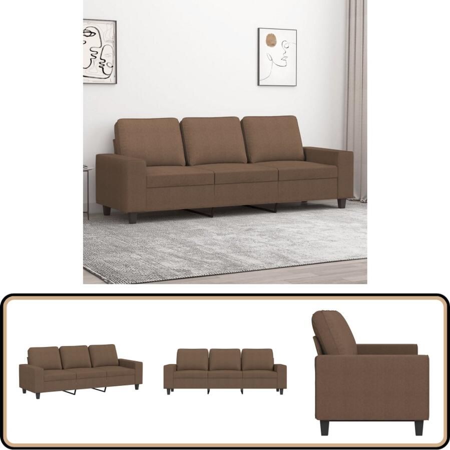 VidaXL Driezitsbank Stof Bruin 180 cm Drie Persoons Bank Bruine Bank Banks Kopen Comfortabele Bank Salontafel