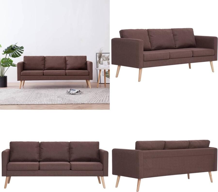 VidaXL Driezitsbank stof bruin Bank Banken Zitbank Zitbanken