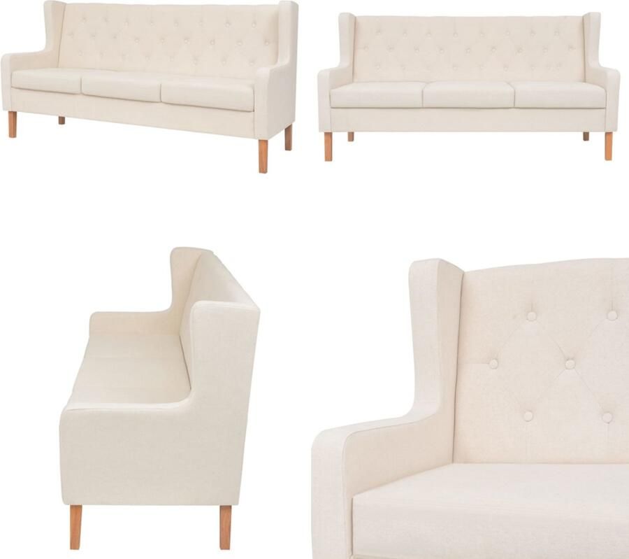 VidaXL Driezitsbank stof crèmewit Bank Banken Stoffen Bank Stoffen Banken