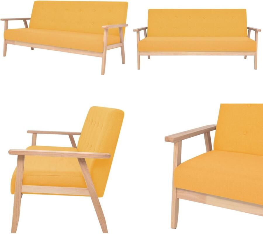 VidaXL Driezitsbank stof geel Bank Banken Stoffen Bank Stoffen Banken