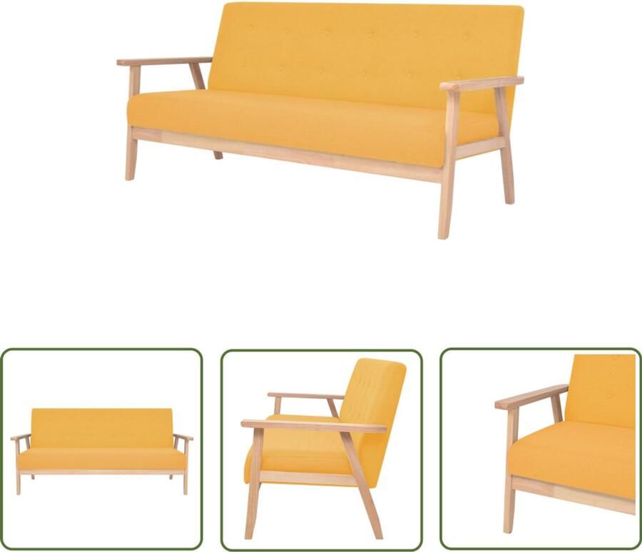 VidaXL Driezitsbank Stof Geel Houten Frame Comfortabele Bank Geel Bank Drezitsbank Banks Kopen Salon Meubels Woonkamer Meubelen Moderne Bank Stijlvolle Bank Lage Prijs Bank