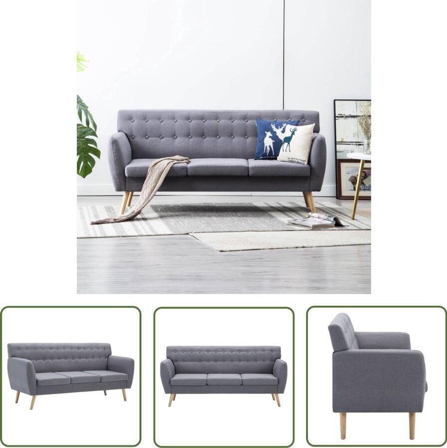 VidaXL Driezitsbank Stof Lichtgrijs 172x70x82 cm Drie Persoons Bank Sofa Grijs Banks Kopen Lounge Meubels Woonkamer Meubilair Moderne Bank Comfortabele Bank