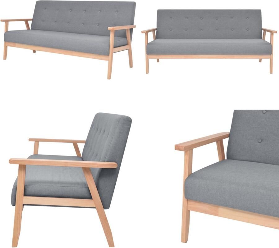 VidaXL Driezitsbank stof lichtgrijs Bank Banken Bankje Bankjes