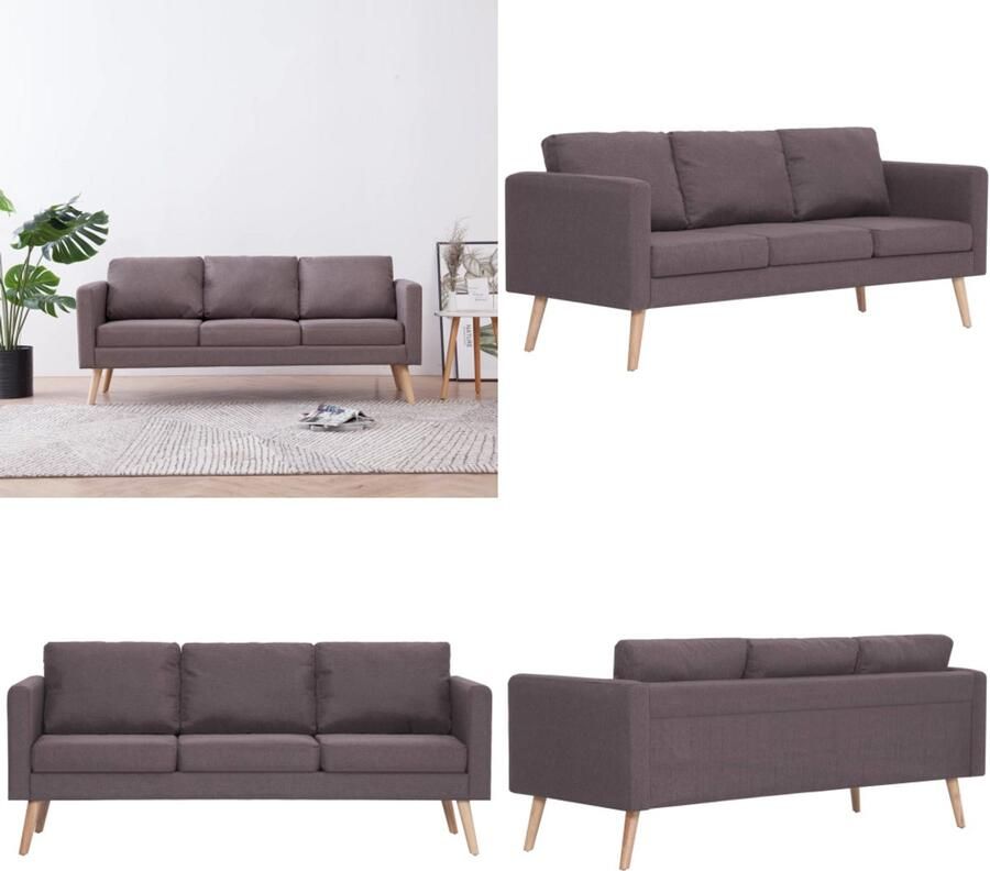 VidaXL Driezitsbank stof taupe Bank Banken Zitbank Zitbanken