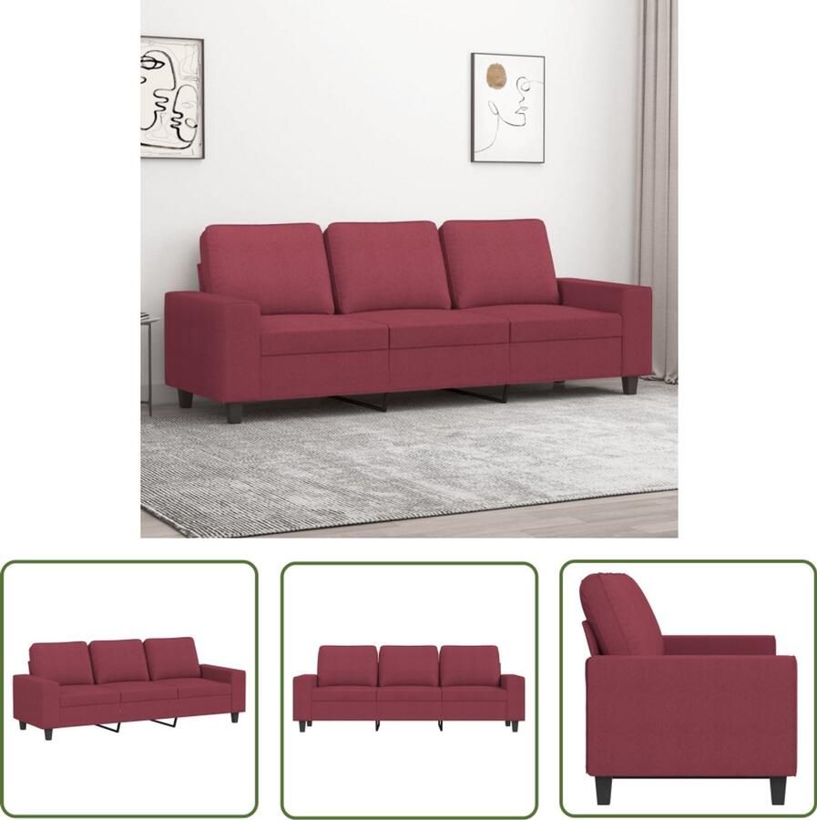 VidaXL Driezitsbank Stof Wijnrood 180 cm 3 Zits Bank Banks Kopen Lounge Bank Salontafel Woonkamer Meubels