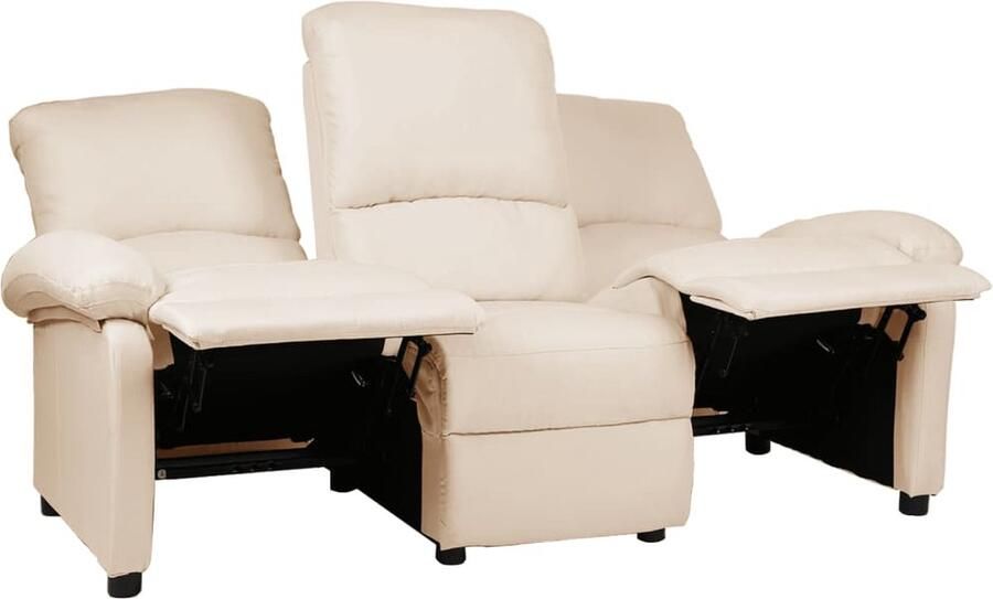 VidaXL Driezitsbank verstelbaar stof crèmekleurig