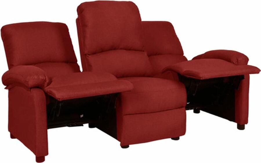 VidaXL Driezitsbank verstelbaar stof wijnrood