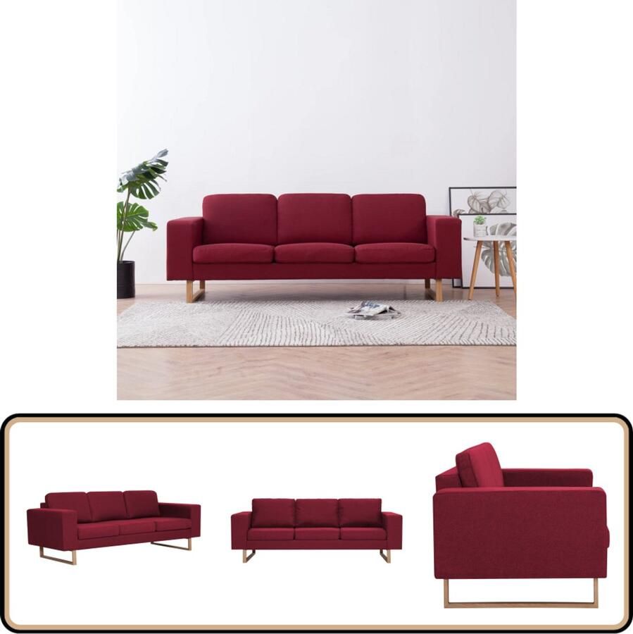 VidaXL Driezitsbank Wijnrood Stoffen Bekleding Drie Gezitsbank Salonbank Velours Bank Rode Bank Moderne Bank