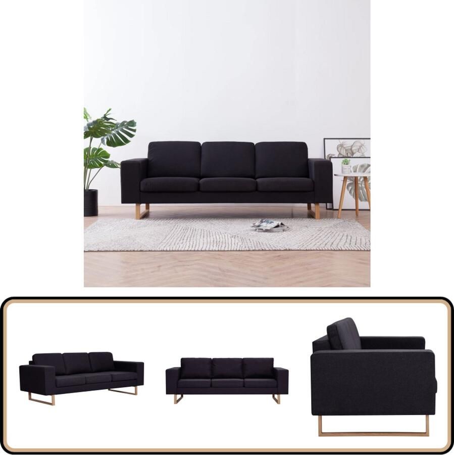 VidaXL Driezitsbank Zwart Stijlvol Design 3-zitsbank Zwarte Bank Stoffen Bank Moderne Bank Design Bank Lounge Bank Woonkamer Meubilair