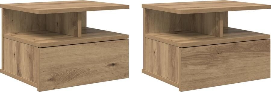 VidaXL Floating Nachtkastjes 2 stuks Artisan Eiken 40x31x27 cm Bewerkt Hout