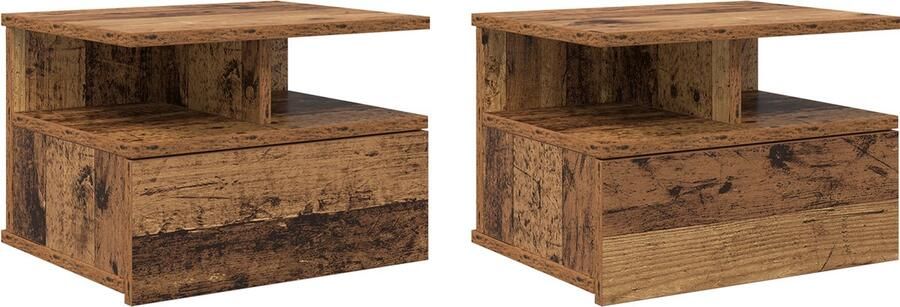 VidaXL Vloeiende Nachtkastjes 2 stuks Oud Hout 40x31x27 cm Massief Hout