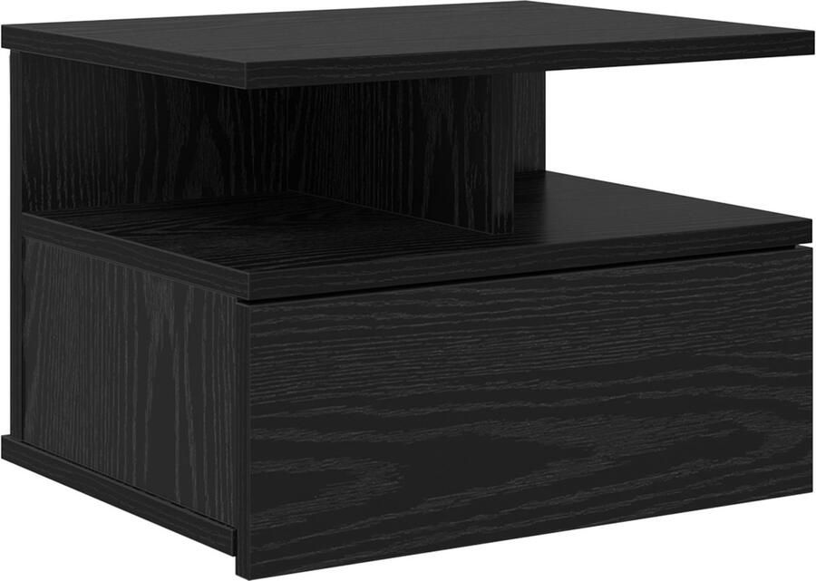 VidaXL Drijvend Nachtkastje Zwart eiken 40 x 31 x 27 cm Bewerkt hout