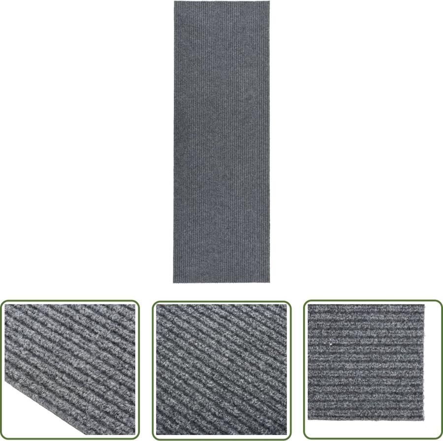 The Living Store Tapijtloper Entree 100 x 350 cm Grijs Naaldvilt Anti-slip Tapijtroeper Droge Loopmat Hal Runner Deurmat Vloerkleden