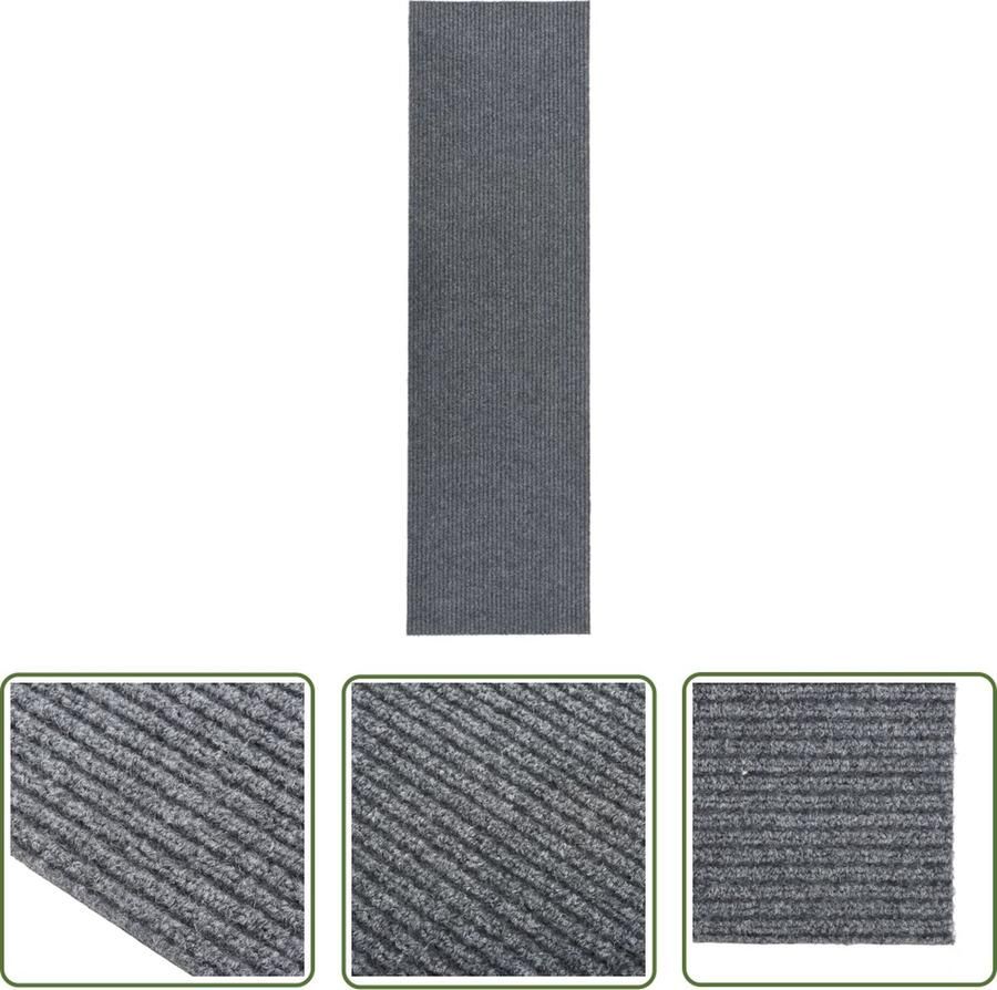 The Living Store Tapijtloper grijs 100 x 400 cm slijtvast anti-slip 70% PP 30% PES Tapijtroeper Droge Loopmat Vloerkleden Hal Runner Binnen Deurmat
