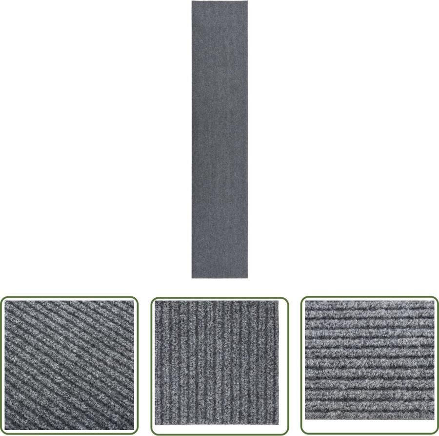 The Living Store Tapijtloper M 100 x 500 cm grijs 70% PP 30% PES Tapijtroeper Droge Loopmat Hal Runner Binnen Deurmat Vloerkleed