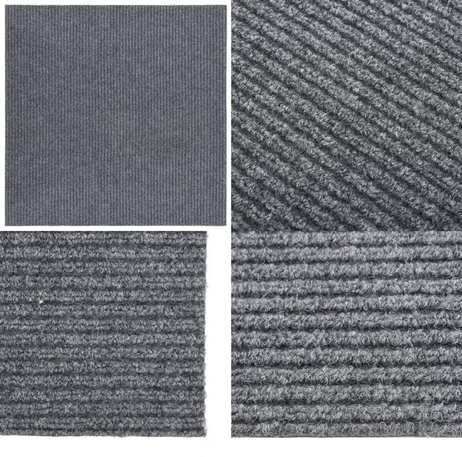 VidaXL Droogloopmat 100x100 cm grijs Droogloopmat Droogloopmatten Deurmat Binnen