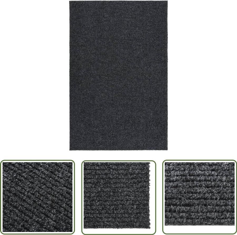 VidaXL Droogloopmat 100x150 cm Antraciet Tapijtroeper Vloertegels Vloerkleden Droge Loop Matten Interieurdecoratie Modern Design Anthracit Kleurtje Polypropyleen