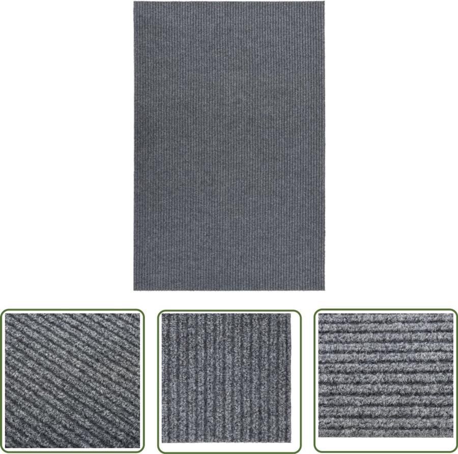 VidaXL Droogloopmat 100x150 cm Grijs Tapijtroeper Modern Tapijt Vloerkleden Interieurdecoratie Hal Runner Deurmat Anti Slip Geluiddempend