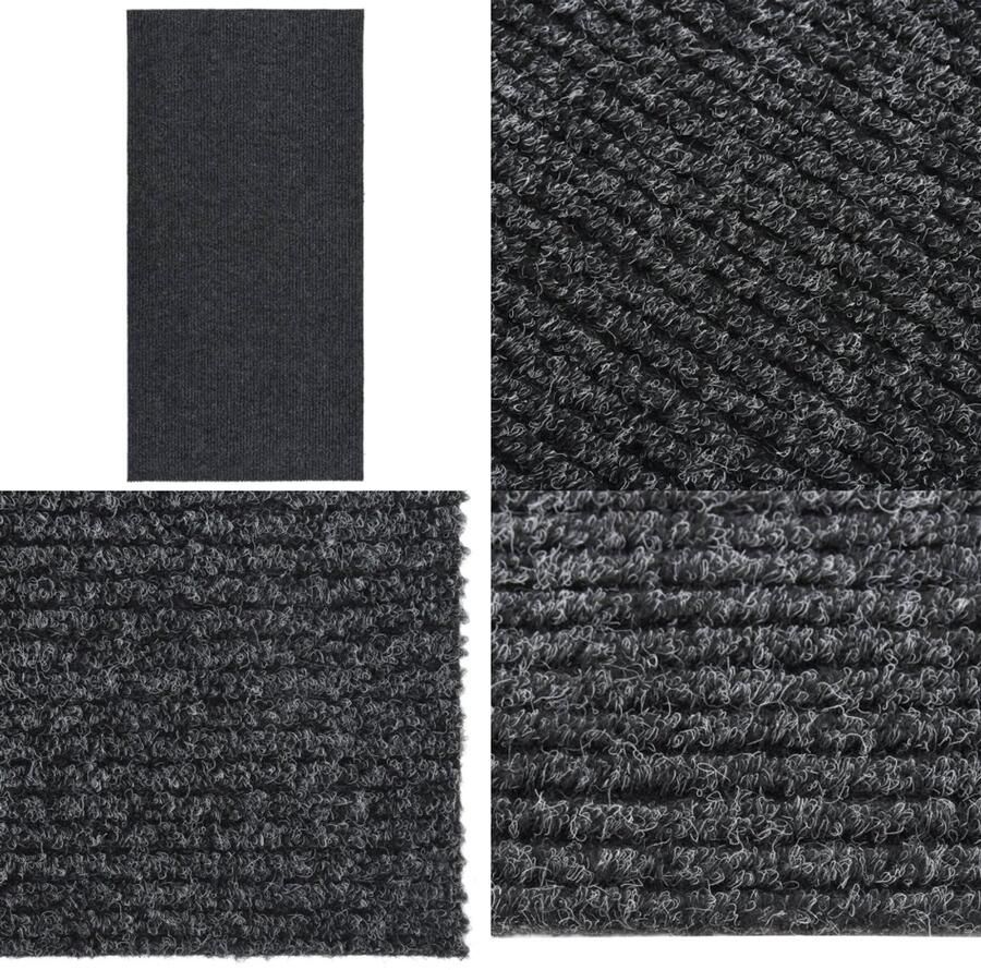 VidaXL Droogloopmat 100x200 cm antracietkleurig Vloerkleed Vloerkleden Loper Vloerkleed Loper Vloerkleden
