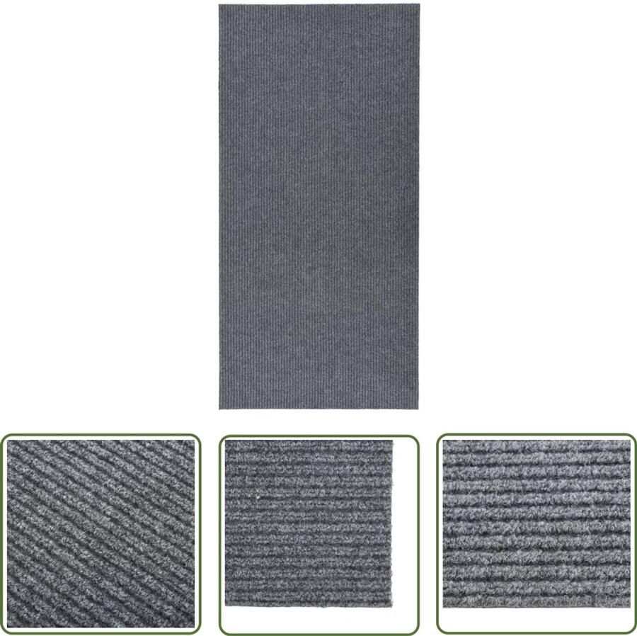 VidaXL Droogloopmat 100x200 cm Grijs Tapijtroeper Modern Vloerkleden Droge Loop Mat Interieur Decoratie Grijze Tapijt Polypropyleen Tapijt Vloerverwarming Compatibel