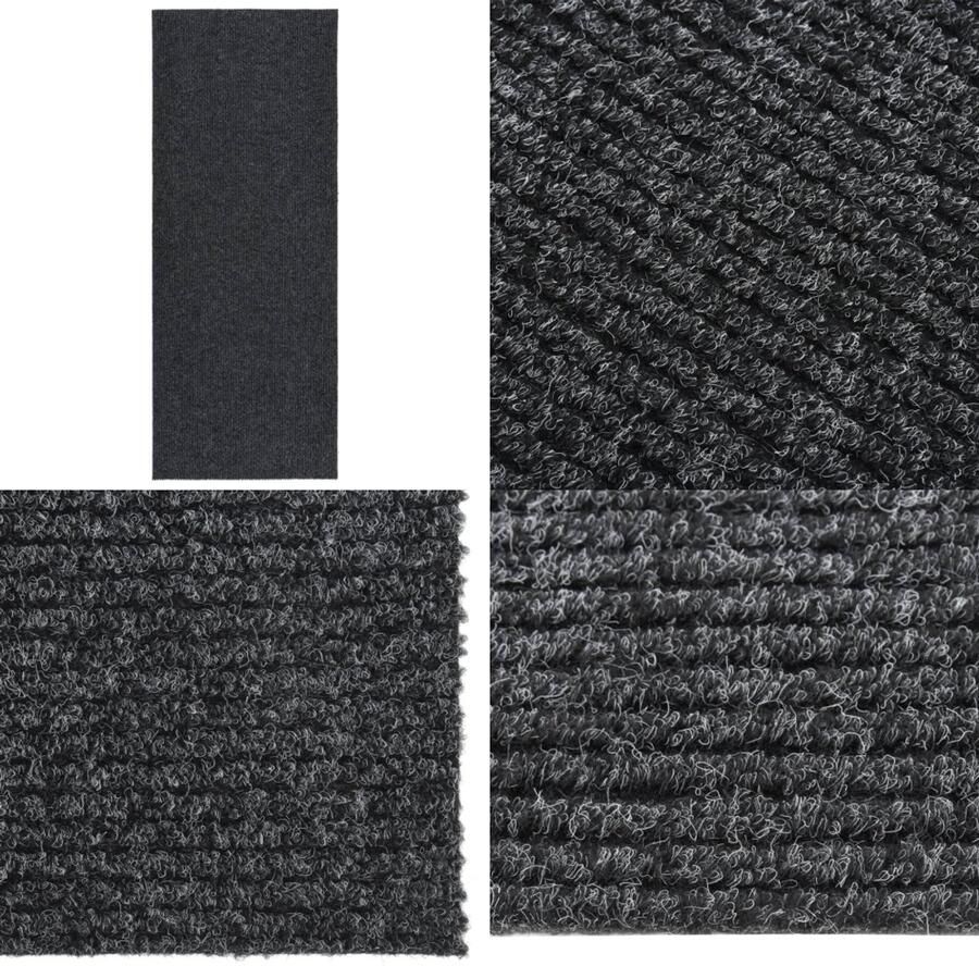 VidaXL Droogloopmat 100x250 cm antracietkleurig Vloerkleed Vloerkleden Loper Vloerkleed Loper Vloerkleden