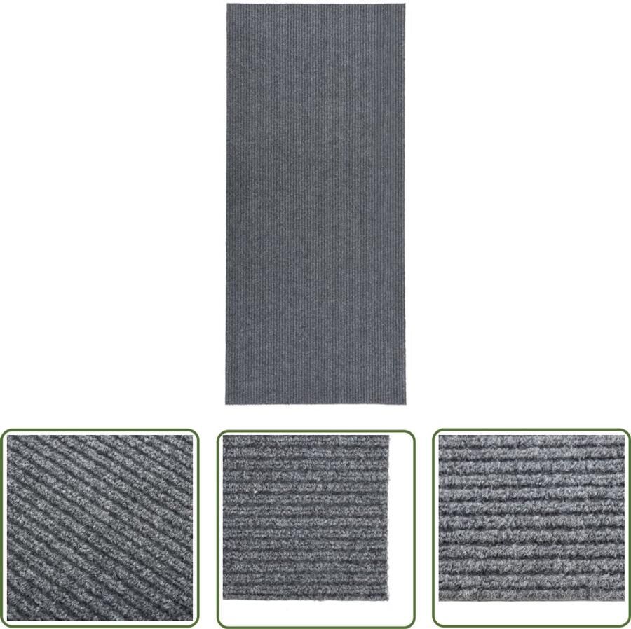 VidaXL Droogloopmat 100x250 cm Grijs Tapijtroeper Droge Loopmat Vloerkleden Binnenvloeren Hal Runner Deurmat Grey Carpet