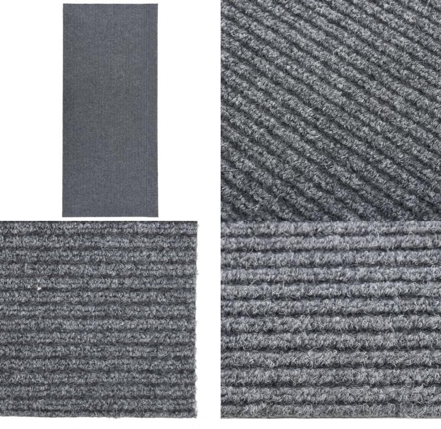 VidaXL Droogloopmat 100x250 cm grijs Vloerkleed Vloerkleden Loper Vloerkleed Loper Vloerkleden