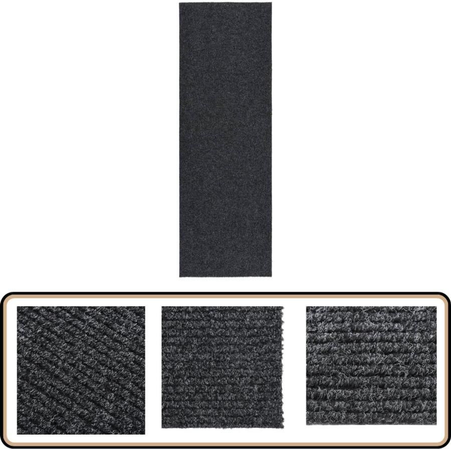 VidaXL Droogloopmat 100x300 cm Antraciet Tapijtroeper Droge Loop Mat Vloerkleden Interieurdecoratie Hal Runner