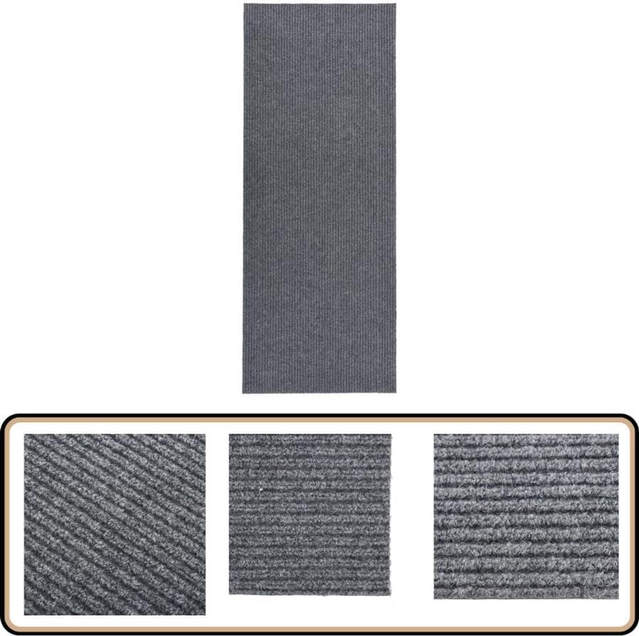 VidaXL Droogloopmat 100x300 cm grijs Tapijtroeper Loopmat Drogevloer Interieurdecoratie Modern Design Antislip Geluiddempend Onderhoud Makkelijk