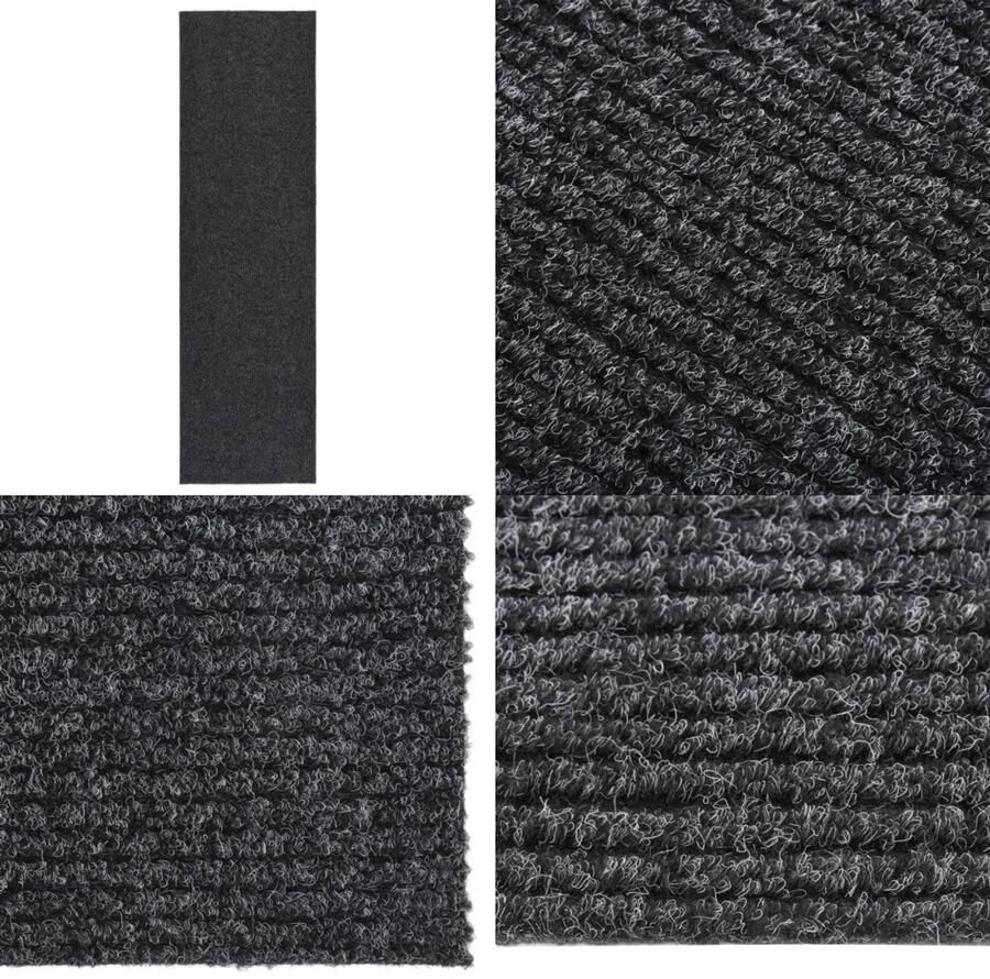 VidaXL Droogloopmat 100x350 cm antracietkleurig Vloerkleed Vloerkleden Loper Vloerkleed Loper Vloerkleden