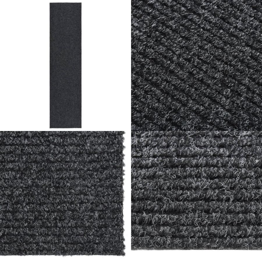 VidaXL Droogloopmat 100x400 cm antracietkleurig Vloerkleed Vloerkleden Loper Vloerkleed Loper Vloerkleden