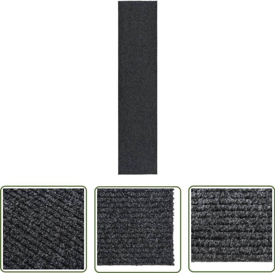 VidaXL Droogloopmat 100x450 cm Antraciet Tapijtroeper Vloerrunner Vloertegels Interieurdecoratie Woondecoratie Modern Design Antraciet Kleurtje Polypropyleen Geluiddempend Onderhoudsvriendelijk