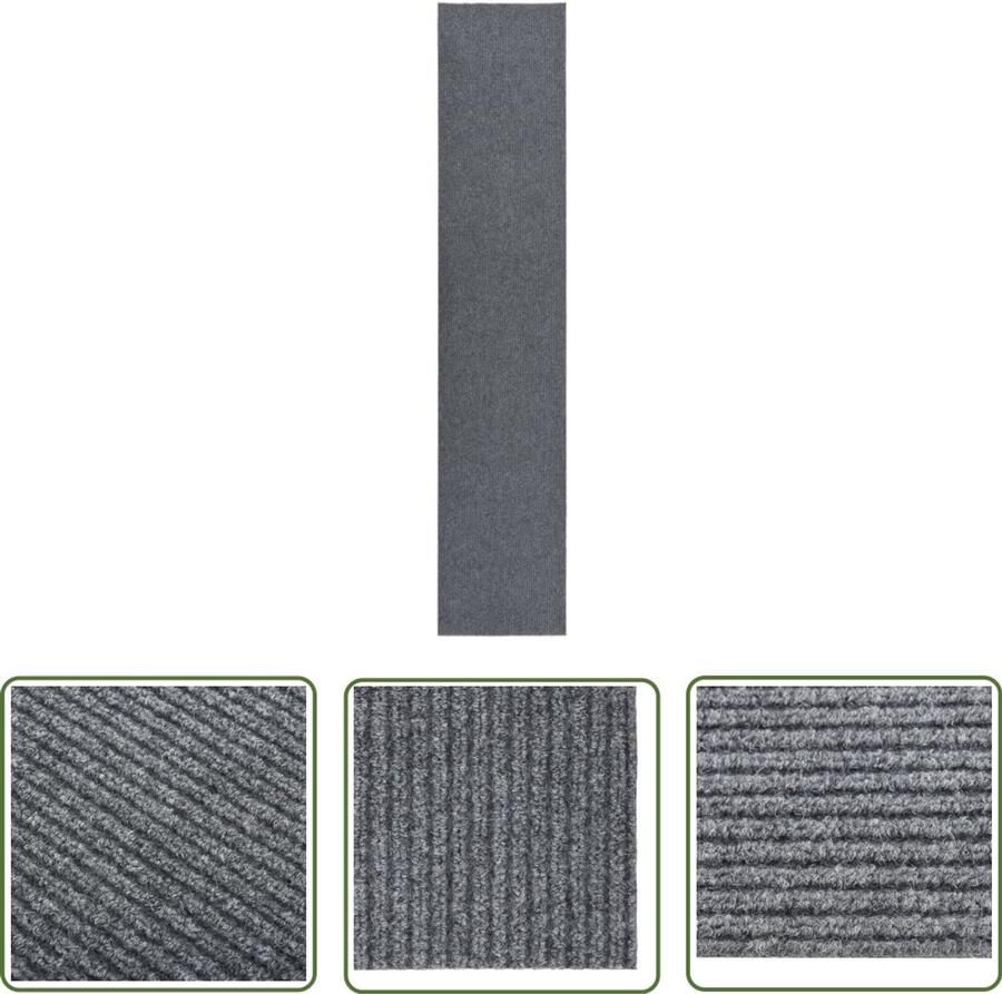 VidaXL Droogloopmat 100x500 cm Grijs Tapijtroeper Droge Loopmat Hal Runner Binnenvloerbekleding Polypropyleen Vloermat Grijs Vloerkleed