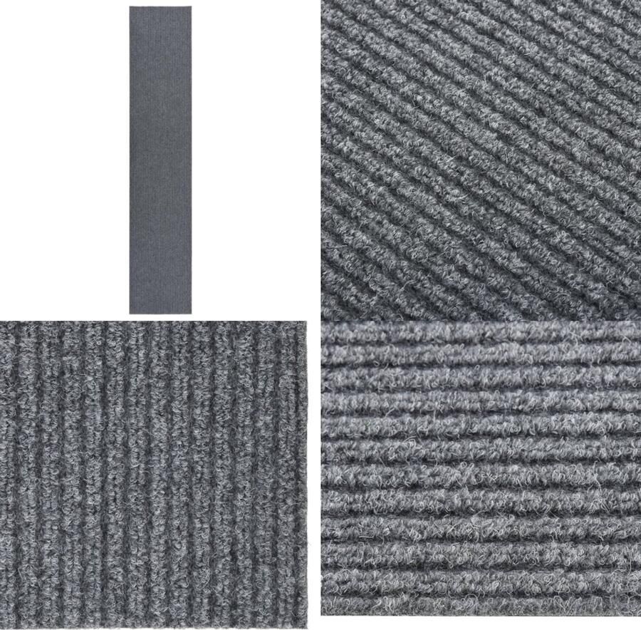 VidaXL Droogloopmat 100x500 cm grijs Vloerkleed Vloerkleden Loper Vloerkleed Loper Vloerkleden