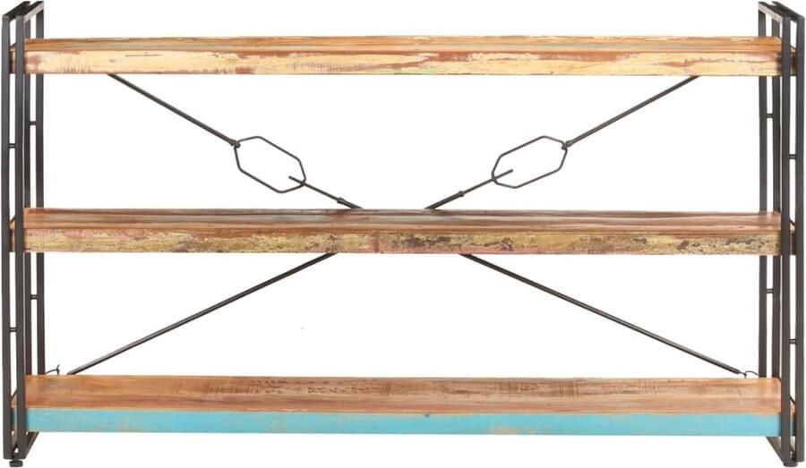 The Living Store Boekenkast 3-laags Massief gerecycled hout IndustriÃle stijl 140 x 30 x 80 cm Boekenkast Industrieel Vintage Hergebruikte Materialen Multifunctioneel - Foto 2