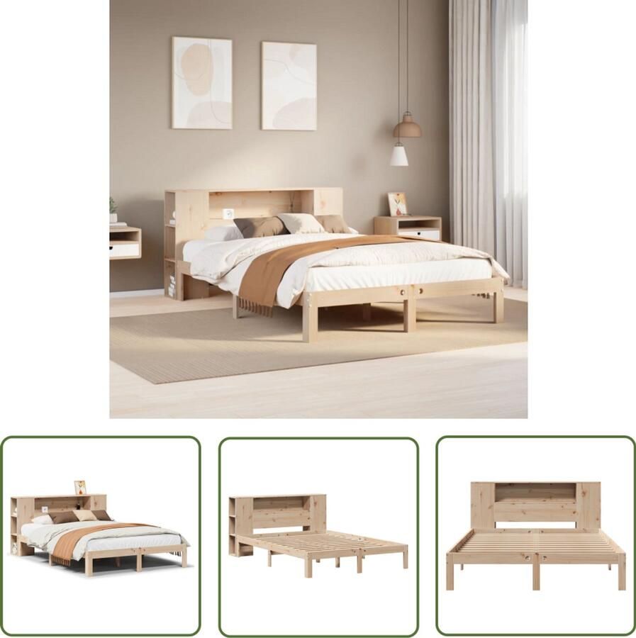 VidaXL Dynamische Moment Draaibare Sleutel Bed met boekenkast zonder matras massief grenenhout 140x190 cm Gereedschapset Mechanica Draaihoek