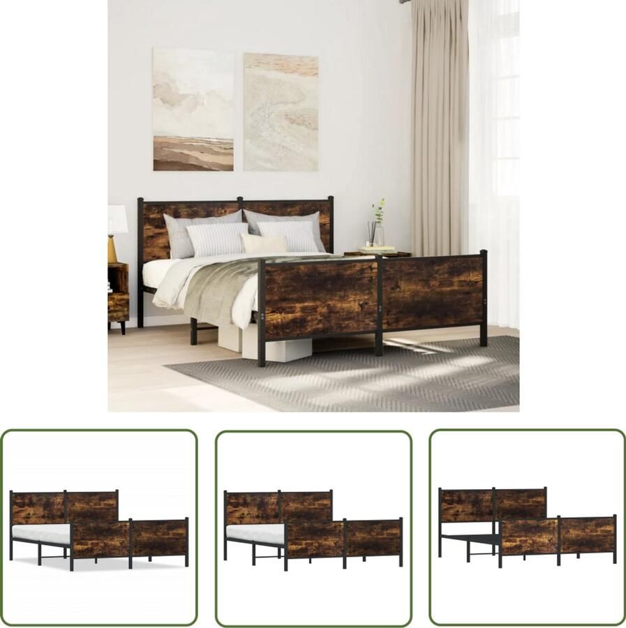 VidaXL Dynamische Moment Sleutel Draaibare Sleutel Bedframe zonder matras metaal gerookt eikenkleurig 140x190 cm Gereedschapset Mechanica Tools Torque Wrench