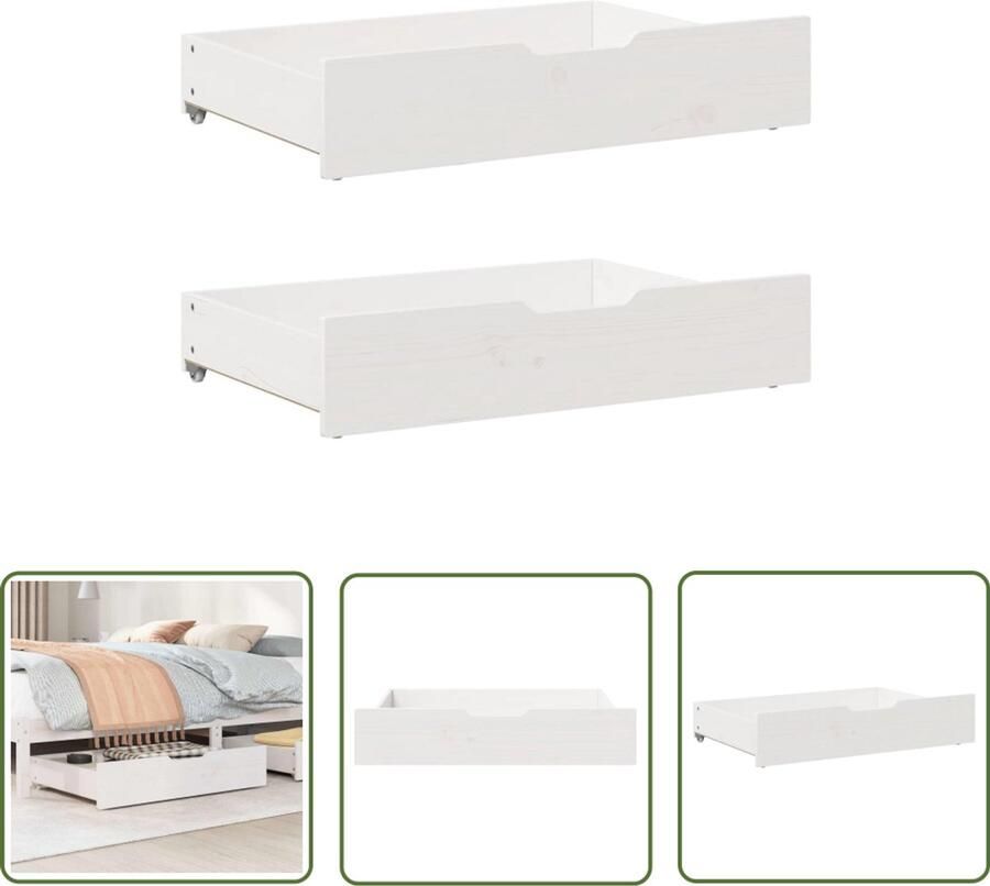 The Living Store Bedlades 2 st 85x55x16 cm massief grenenhout wit Draaibare Sleutel Dynamo Meter Gereedschapset Klikmechanisme Torque Wrench