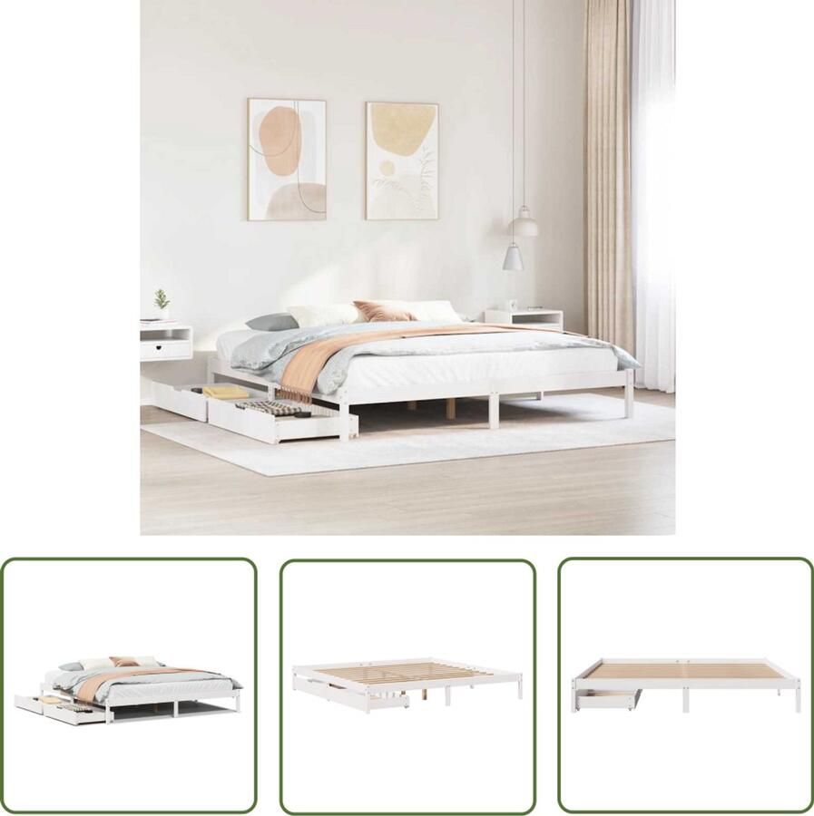 VidaXL Dynamo Meter Sleutelset Bedframe zonder matras massief grenenhout wit 180x200 cm Gereedschap Set Klik Sleutel Monteursgereedschap
