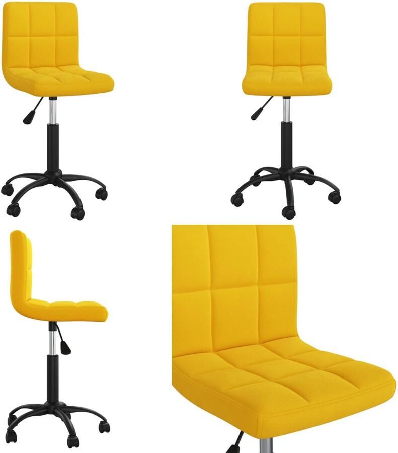 VidaXL Eeetkamerstoel draaibaar fluweel mosterdgeel Eetkamerstoel Eetkamerstoelen Dinerstoel Dinerstoelen - Foto 2