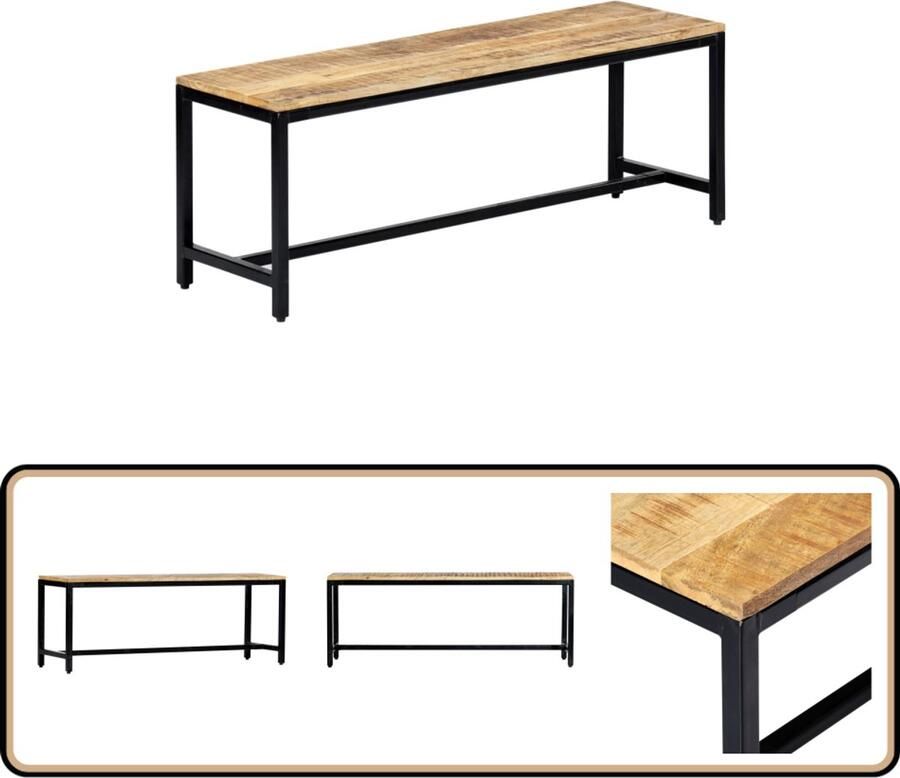 VidaXL Eetbank 120 cm Massief Mangohout Industriele Bank Houten Bank Mangohouten Bank Salontafel Zitbank