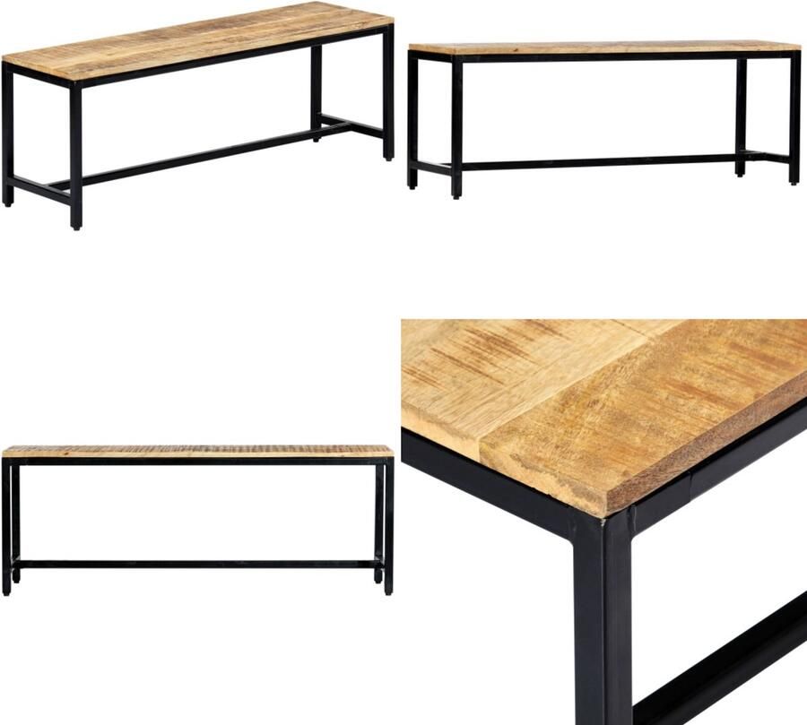 VidaXL Eetbank 120 cm massief ruw mangohout Bank Banken Eetbank Eetbanken