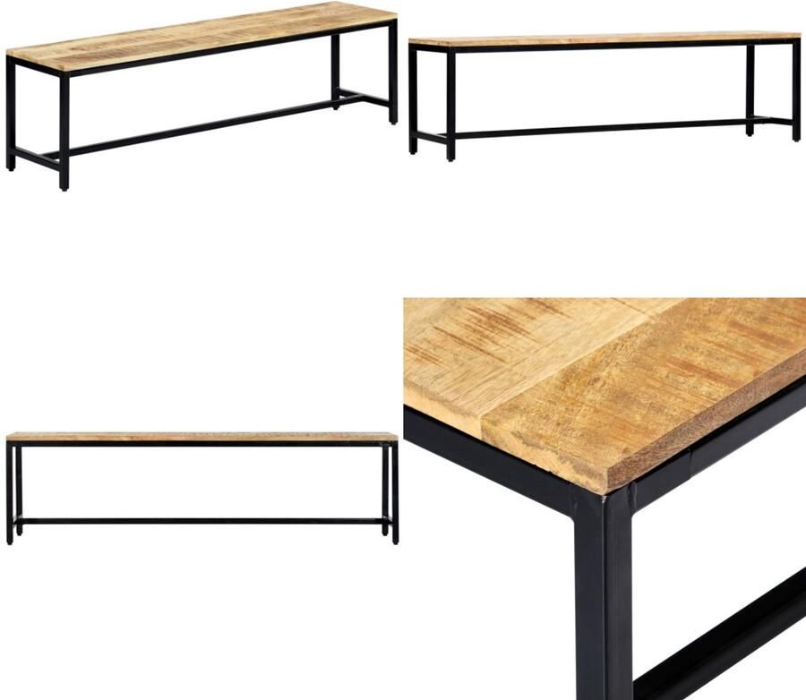 VidaXL Eetbank 160 cm massief ruw mangohout Bank Banken Eetbank Eetbanken