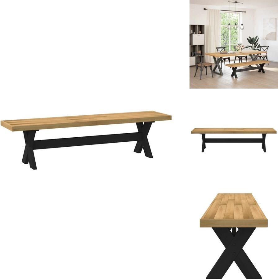 VidaXL Eetbank Eetbanken Bank Strandstoelen Eetbank NOAIN X-vormige poten 180x40x45 cm massief hout