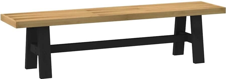 The Living Store Eetbank NOAIN A-vormige poten 180x40x45 cm massief hout Eetbank Salontafel Massief Hout Grenenhout Landelijk Meubilair - Foto 2