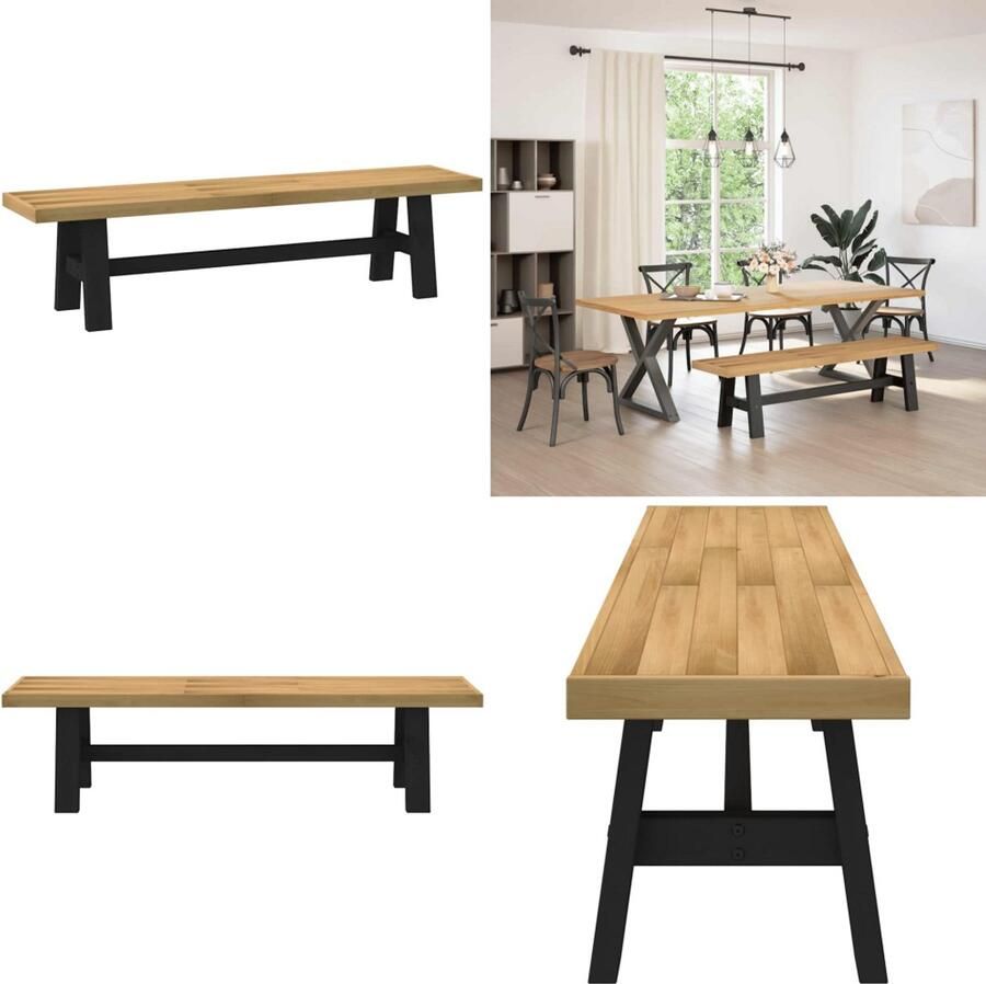 VidaXL Eetbank NOAIN A-vormige poten 180x40x45 cm massief hout Eetbank Eetbanken Bank Strandstoelen